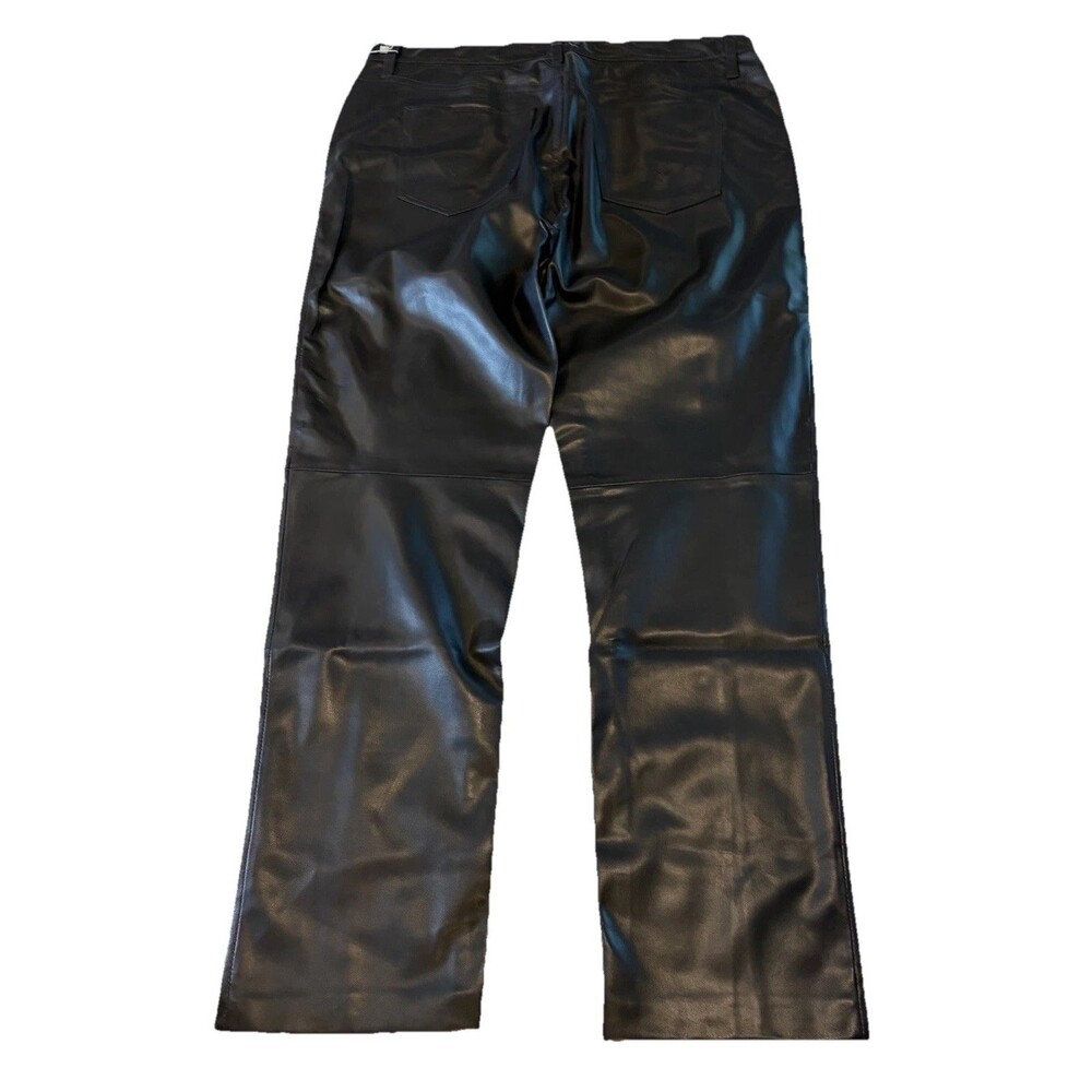 Hudson Barbara Black Faux Leather Straight Ankle Pants Sz 14 ( waist 35 inch)